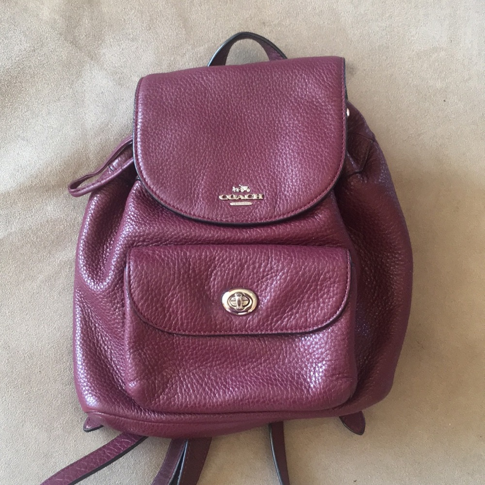 Coach burgundy small backpack